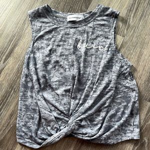 Burn Boot Camp grey twist bottom crop tank size XS